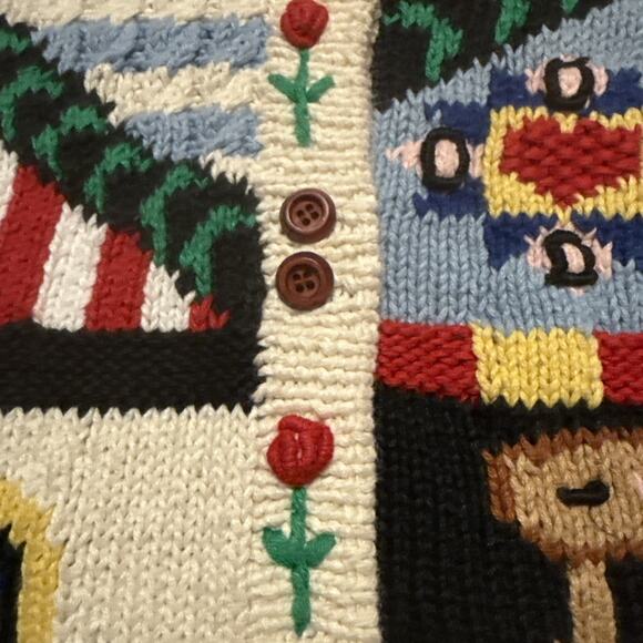 VTG Eagle Eye Americana Sweater Womens Large? Patriotic Flag Hand Knit Cardigan - Picture 8 of 11